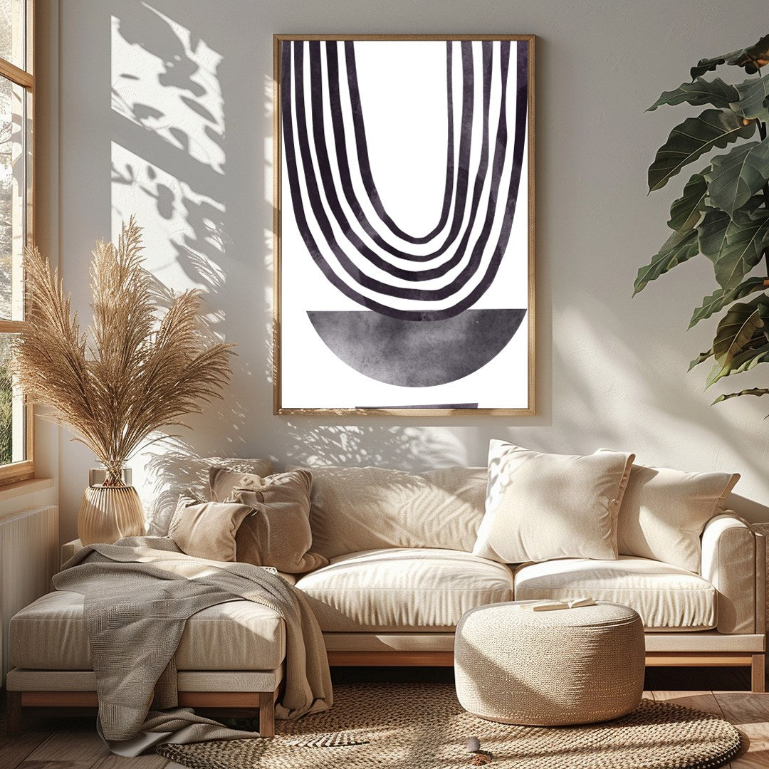 This artwork is a striking example of minimalist design, featuring a series of elegantly draped for Sitting Area