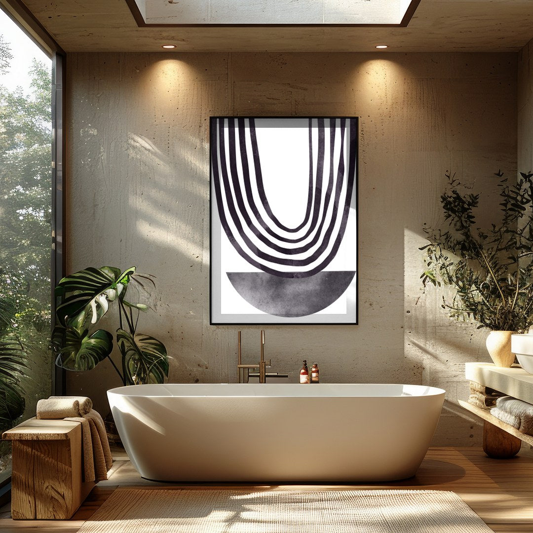 Elevate your interior space with this captivating minimalist artwork. Featuring a series of for Bathroom