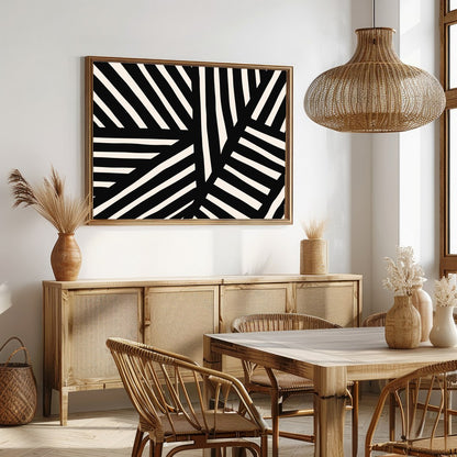 Add a bold statement to your space with this captivating black and white abstract pattern. The for Dining