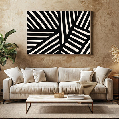Add a bold statement to your space with this captivating black and white abstract pattern. The for Family Room