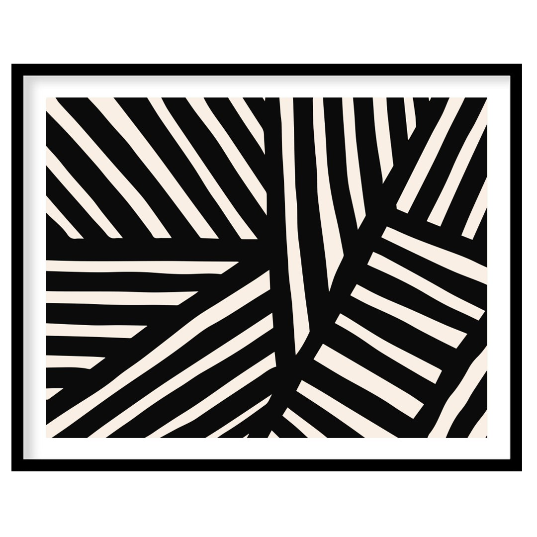 Add a bold statement to your space with this captivating black and white abstract pattern. The for space