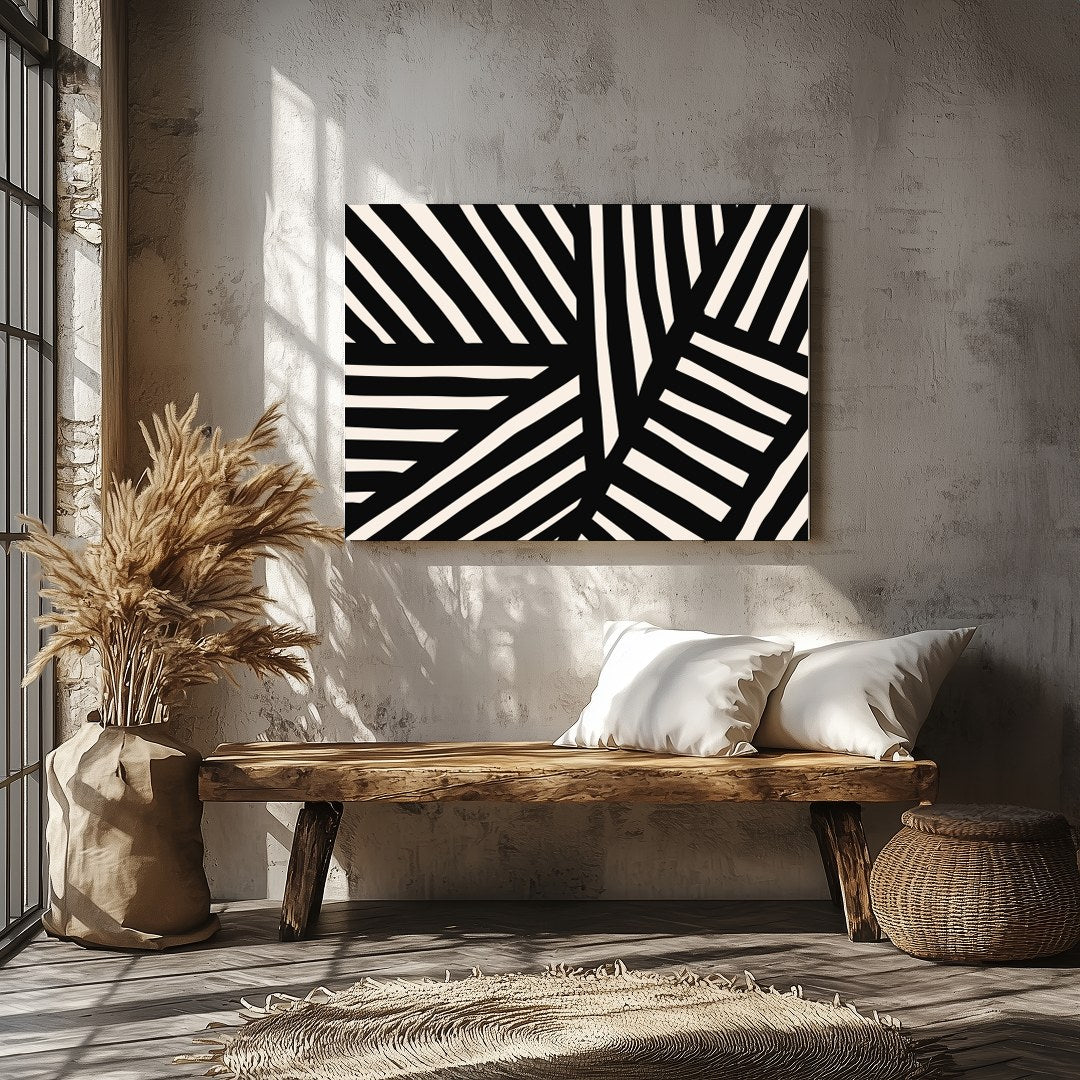 Add a bold statement to your space with this captivating black and white abstract pattern. The for Veranda