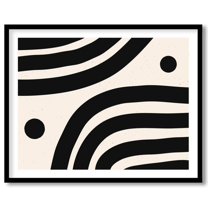 This striking artwork captures the elegance of minimalism with its bold black wave-like lines set for place