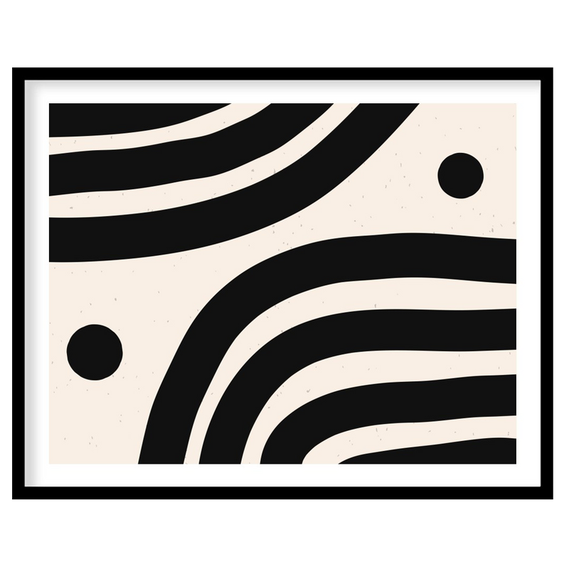 Monochrome Wave Abstraction Canvas