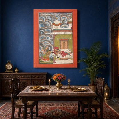 Immerse yourself in the enchanting world of Ragamala with this captivating artwork. A serene lady for Dining