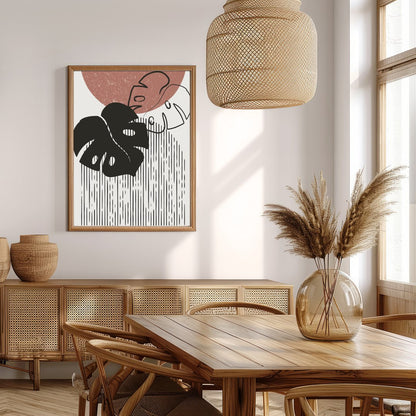 Dive into contemporary elegance with this striking abstract piece featuring the iconic Monstera for Extra Kitchen