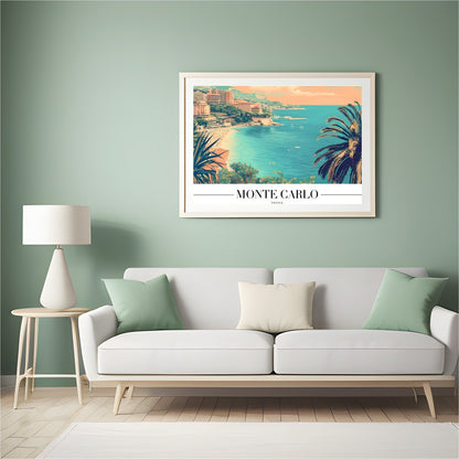 Immerse yourself in the timeless allure of Monte Carlo with this beautifully illustrated coastal for Hall