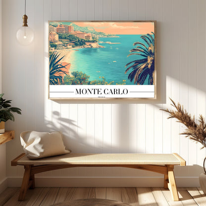Immerse yourself in the timeless allure of Monte Carlo with this beautifully illustrated coastal for Hallway