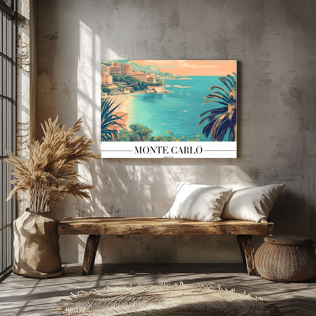 Immerse yourself in the timeless allure of Monte Carlo with this beautifully illustrated coastal for Veranda