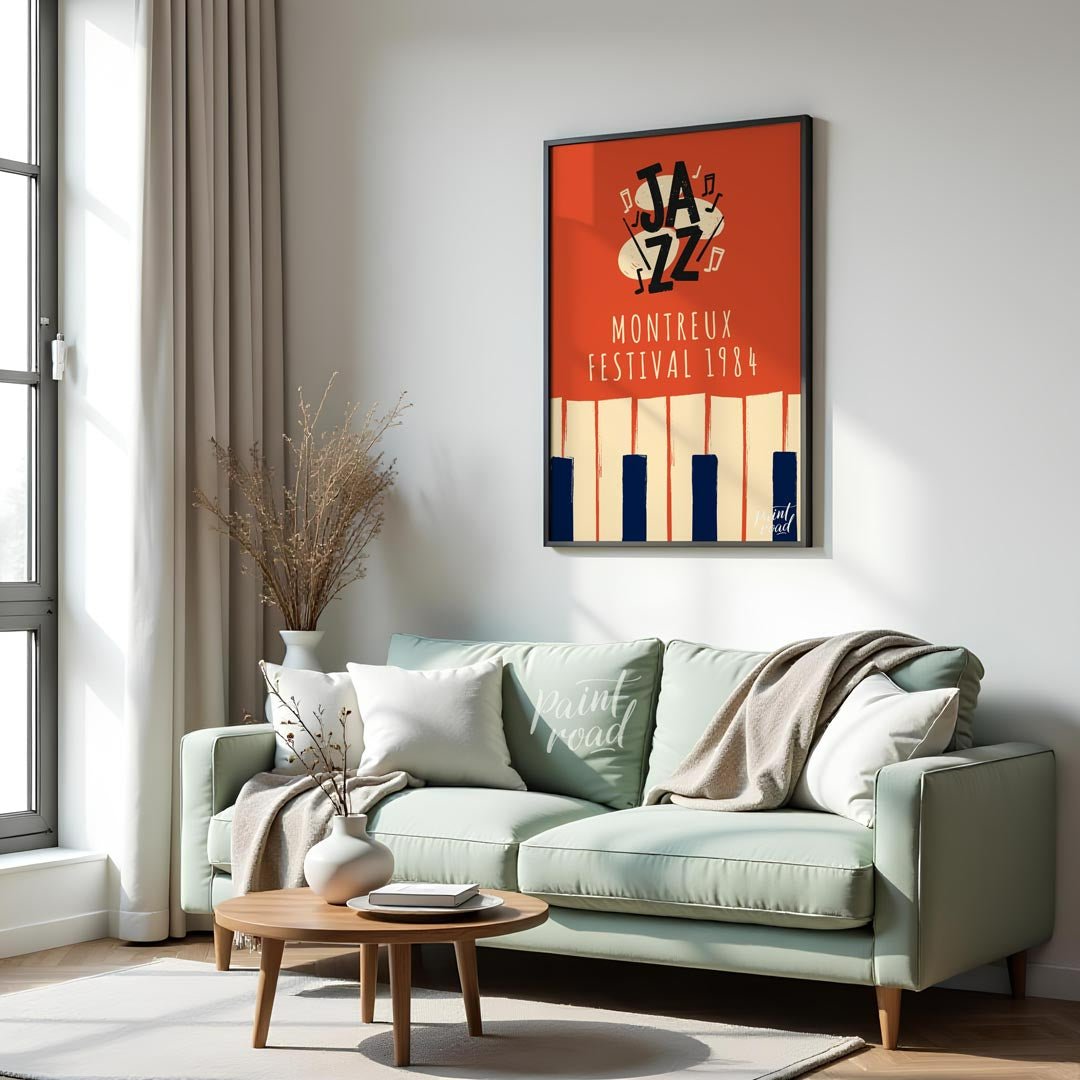 Step back in time to the golden age of jazz festivals with this evocative art print, showcasing the… for living room