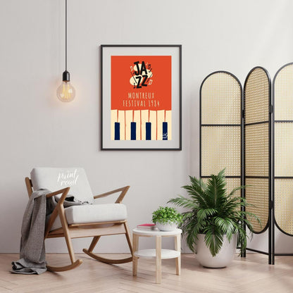 Step back in time to the golden age of jazz festivals with this evocative art print, showcasing the… for living room