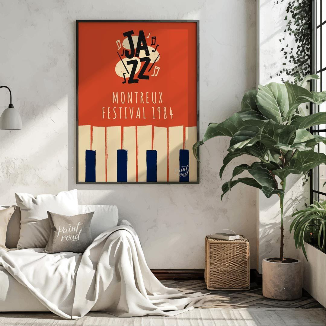 Step back in time to the golden age of jazz festivals with this evocative art print, showcasing the… for living room