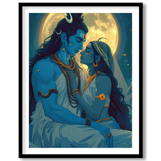 Immerse yourself in the celestial beauty of 'Moonlit Divine Embrace'. This artwork captures a for dwelling