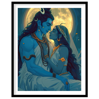 Immerse yourself in the celestial beauty of 'Moonlit Divine Embrace'. This artwork captures a for dwelling