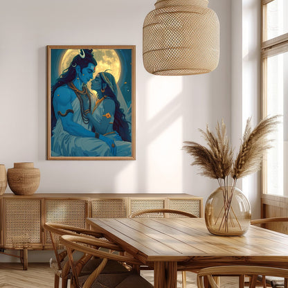 Immerse yourself in the celestial beauty of 'Moonlit Divine Embrace'. This artwork captures a for Extra Kitchen