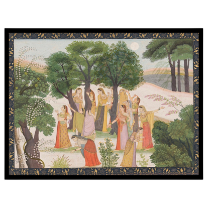 Step into the tranquil beauty of a moonlit garden where elegant court ladies grace the landscape for sweet-home