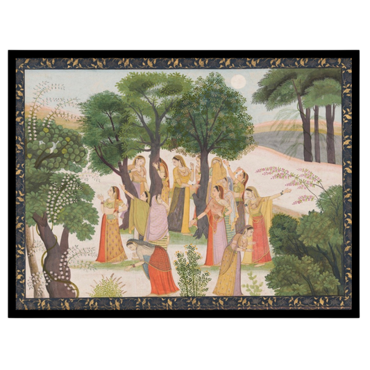 Step into the tranquil beauty of a moonlit garden where elegant court ladies grace the landscape for sweet-home