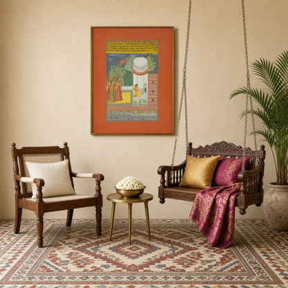 Experience the serene beauty of devotion under moonlight with this exquisite Ragamala art piece. A for Sitting Lounge