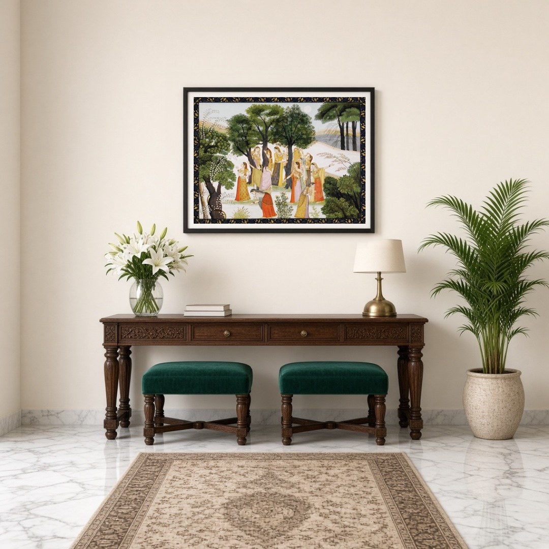 Experience the serene beauty of the moonlit forest as the Gopis embark on their divine search for for Entrance