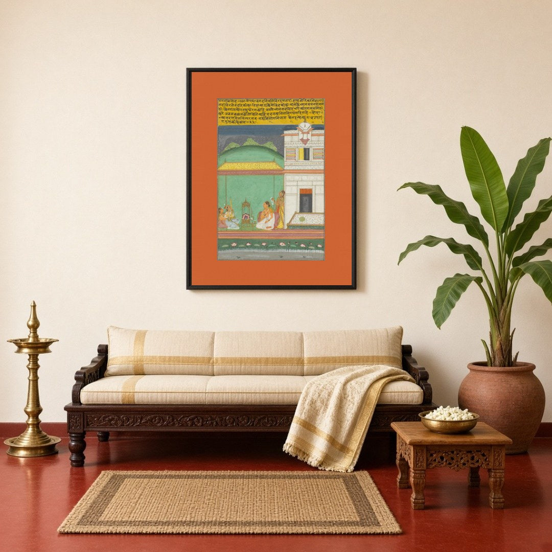 Immerse your senses in the ethereal ambiance of this Ragamala masterpiece. Musicians gather on a for Living Room