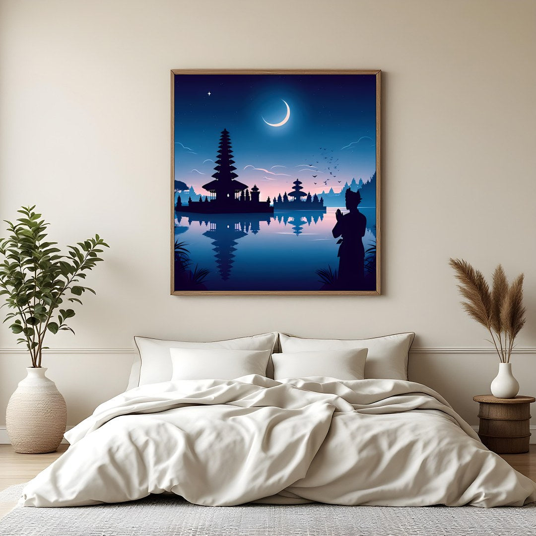 Immerse yourself in the tranquil beauty of a moonlit night with this breathtaking artwork. The for Bedroom