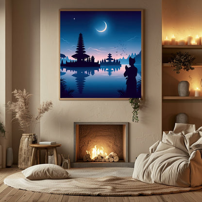 Immerse yourself in the tranquil beauty of a moonlit night with this breathtaking artwork. The for Hall