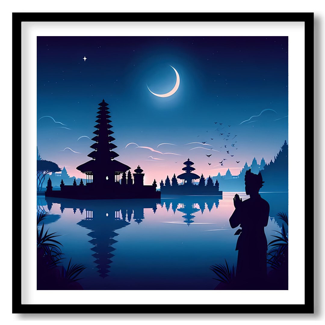 Immerse yourself in the tranquil beauty of a moonlit night with this breathtaking artwork. The for hallway