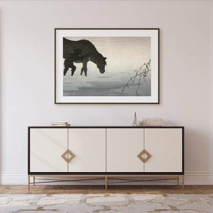 Immerse yourself in the serene elegance of this enchanting artwork, where a lone figure accompanies for Foyer