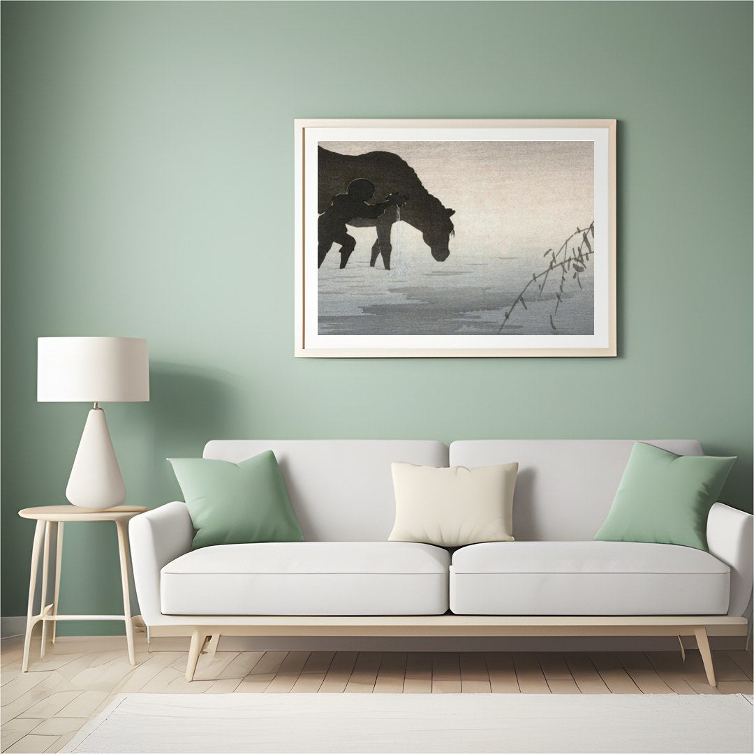 Immerse yourself in the serene elegance of this enchanting artwork, where a lone figure accompanies for Hall