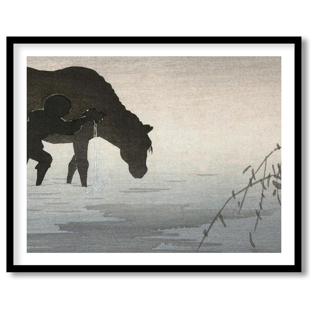 Immerse yourself in the serene elegance of this enchanting artwork, where a lone figure accompanies for interior