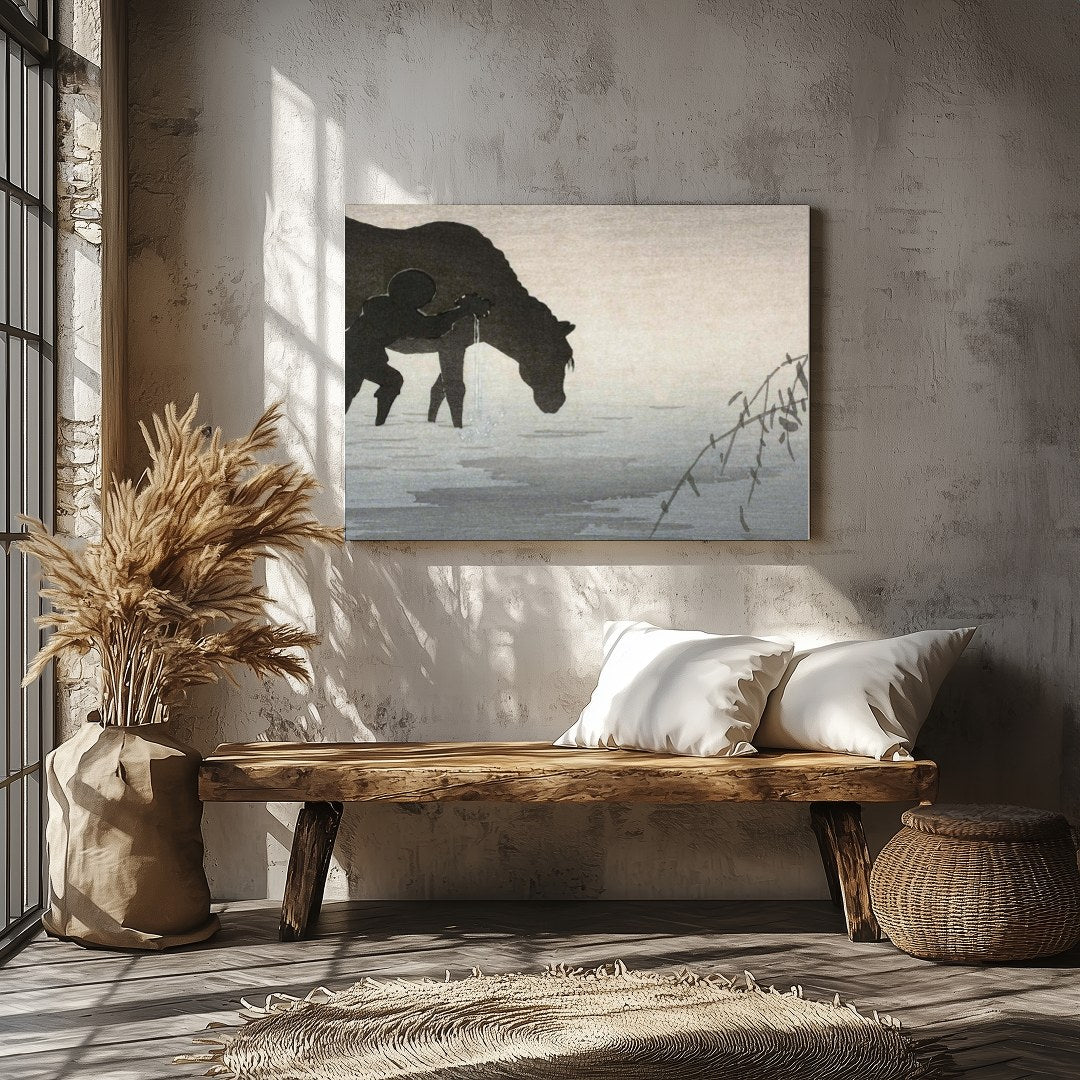 Immerse yourself in the serene elegance of this enchanting artwork, where a lone figure accompanies for Veranda
