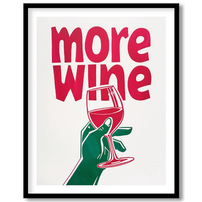 This striking Pop Art graphic features a bold invitation for “more wine”. The phrase “more wine” is… for office