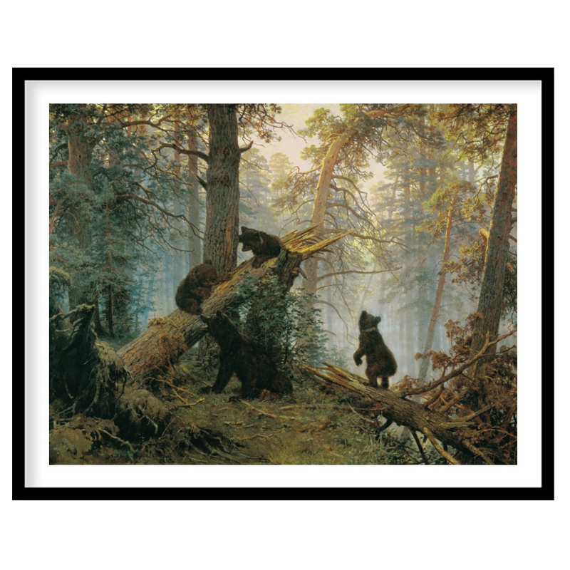 Morning in a Pine Forest with Bears
