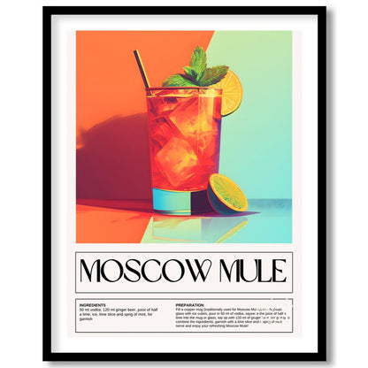 This energetic and stylish poster features a vibrant Moscow Mule, characteristically served in a ta… for place