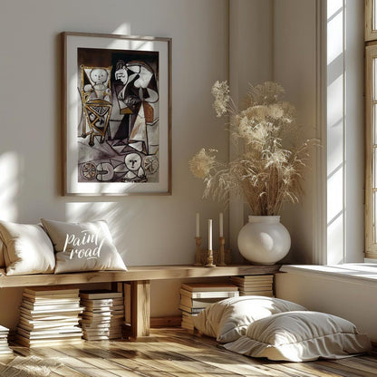 This monochromatic artwork by Pablo Picasso, rendered primarily in shades of brown, white, and blac… for living room