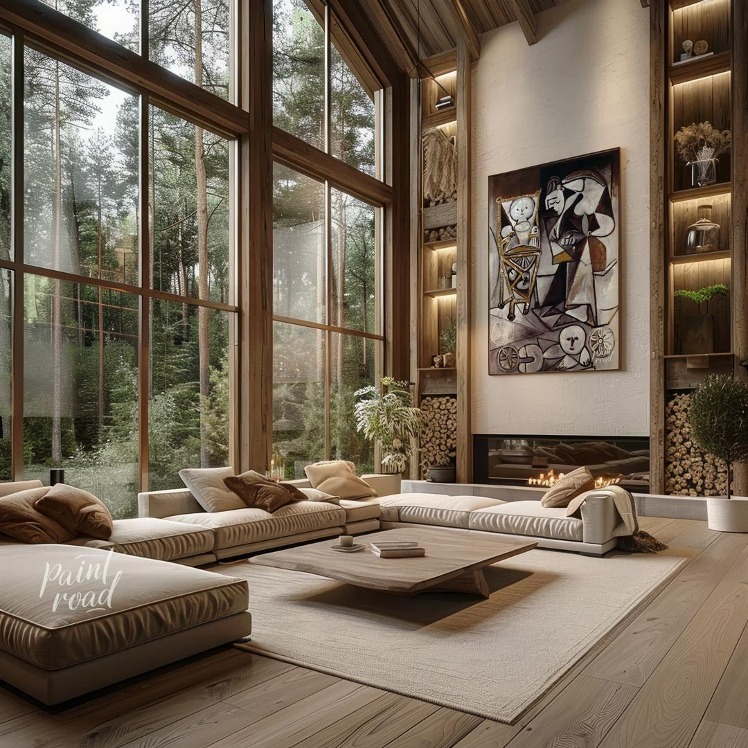 This monochromatic artwork by Pablo Picasso, rendered primarily in shades of brown, white, and blac… for living room