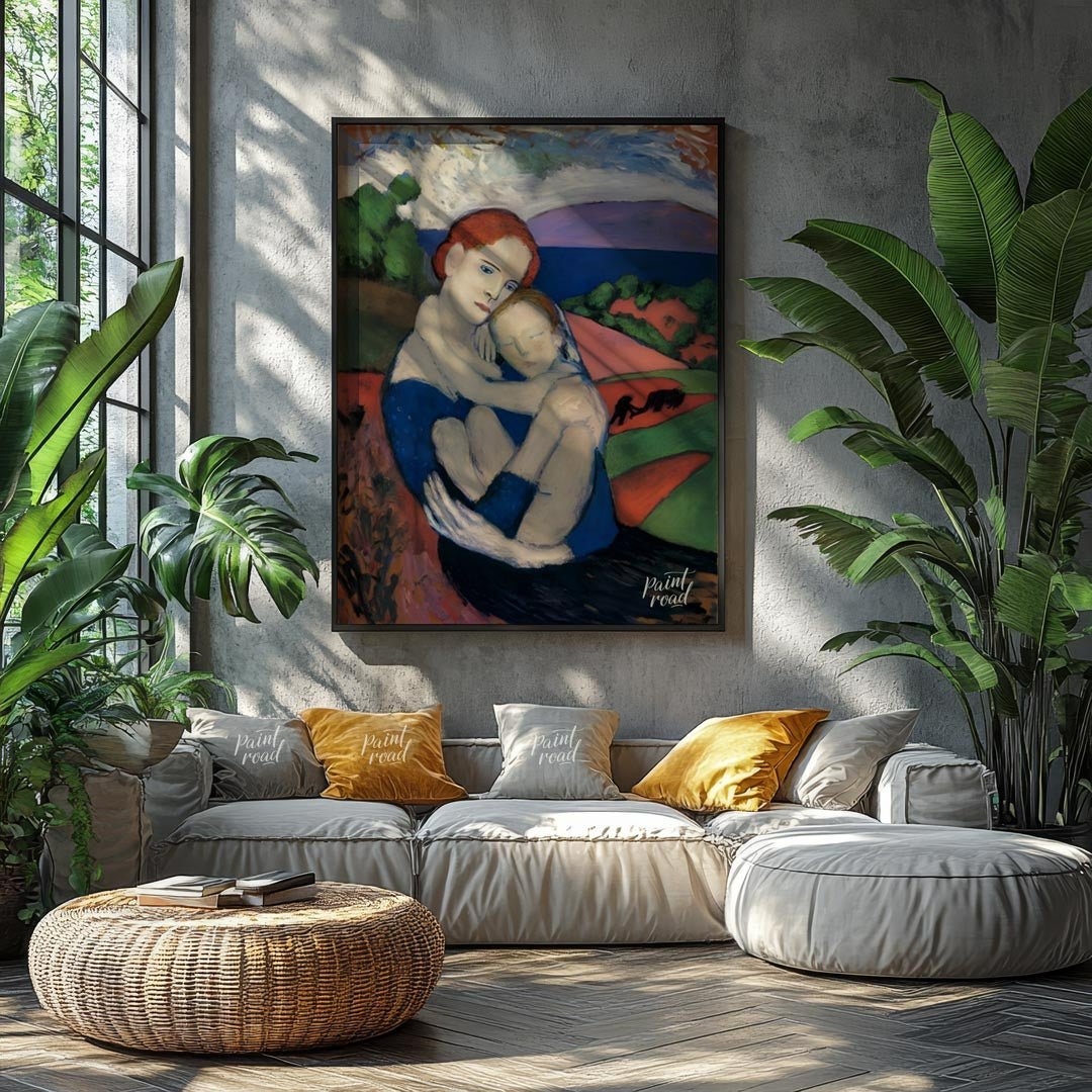 Motherhood (La Maternité) Painting available online at Paintroad showing art art collection. and blue dress