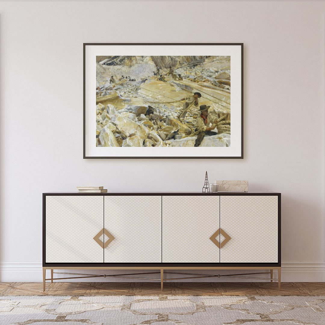 Immerse yourself in the rugged beauty and industrious spirit of a mountain quarry scene. This for Foyer