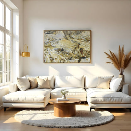 Immerse yourself in the rugged beauty and industrious spirit of a mountain quarry scene. This for Living Room