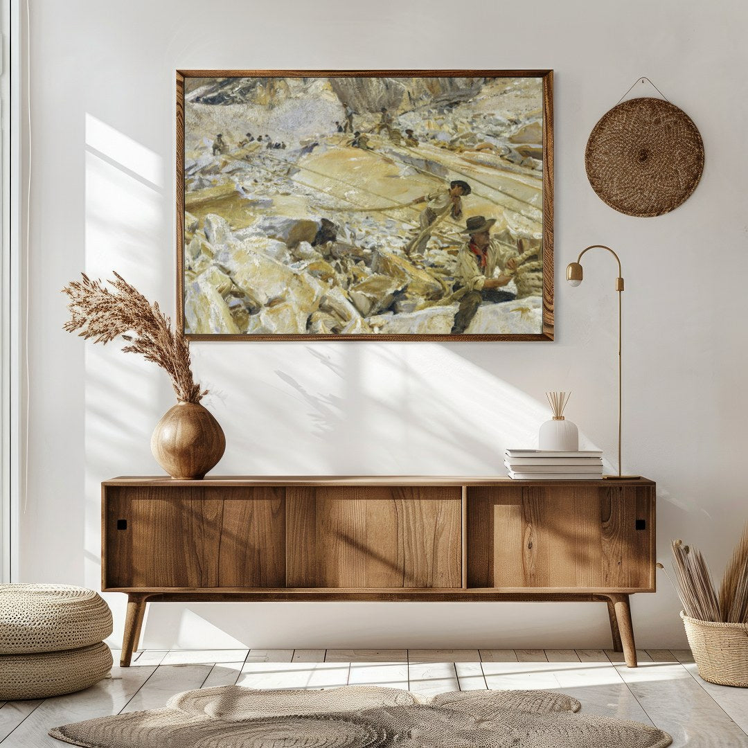Immerse yourself in the rugged beauty and industrious spirit of a mountain quarry scene. This for Sitting Area
