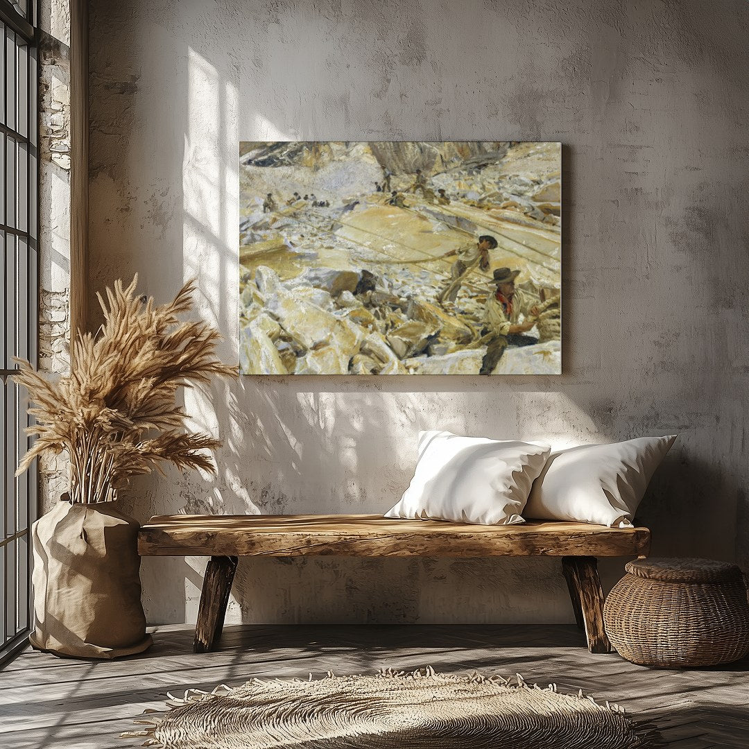 Immerse yourself in the rugged beauty and industrious spirit of a mountain quarry scene. This for Veranda