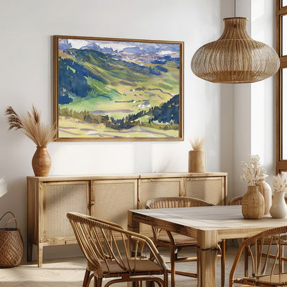 Experience the tranquil beauty of nature with this captivating mountain landscape artwork. The for Dining