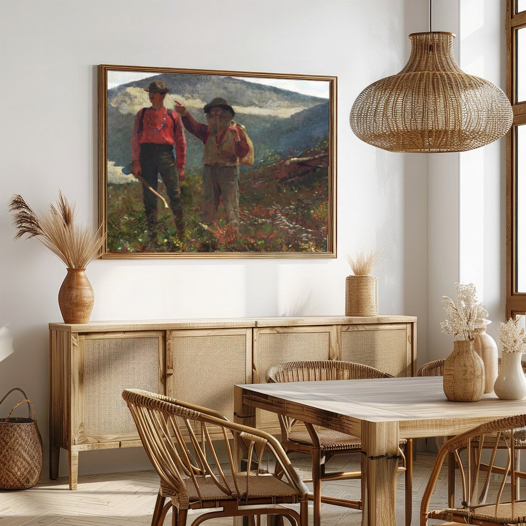 Immerse yourself in the tranquility of nature with 'Mountain Wanderers in Harmony.' This for Dining