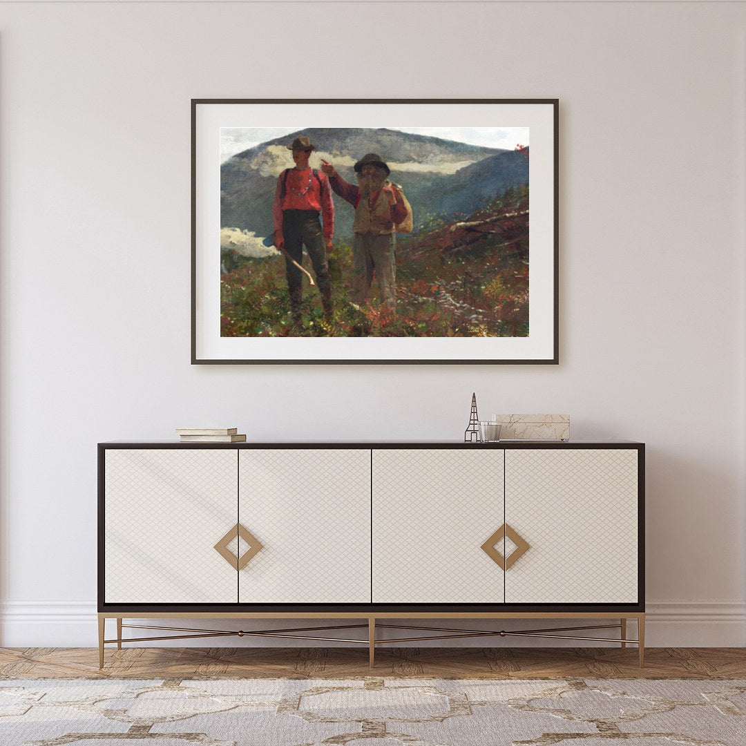 Immerse yourself in the tranquility of nature with 'Mountain Wanderers in Harmony.' This for Foyer