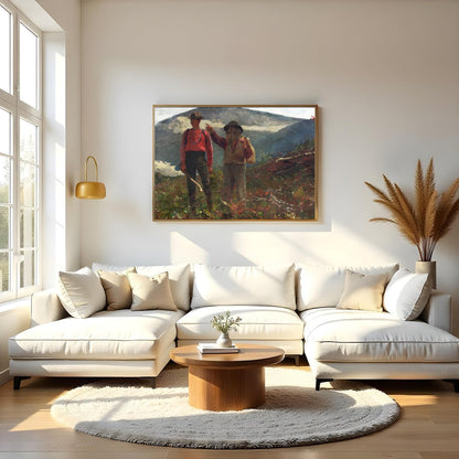 Immerse yourself in the tranquility of nature with 'Mountain Wanderers in Harmony.' This for Living Room