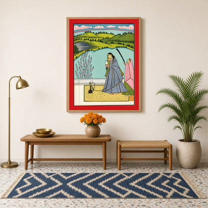 Experience the elegance of Mughal-era sophistication with this detailed artwork, depicting a for Hallway