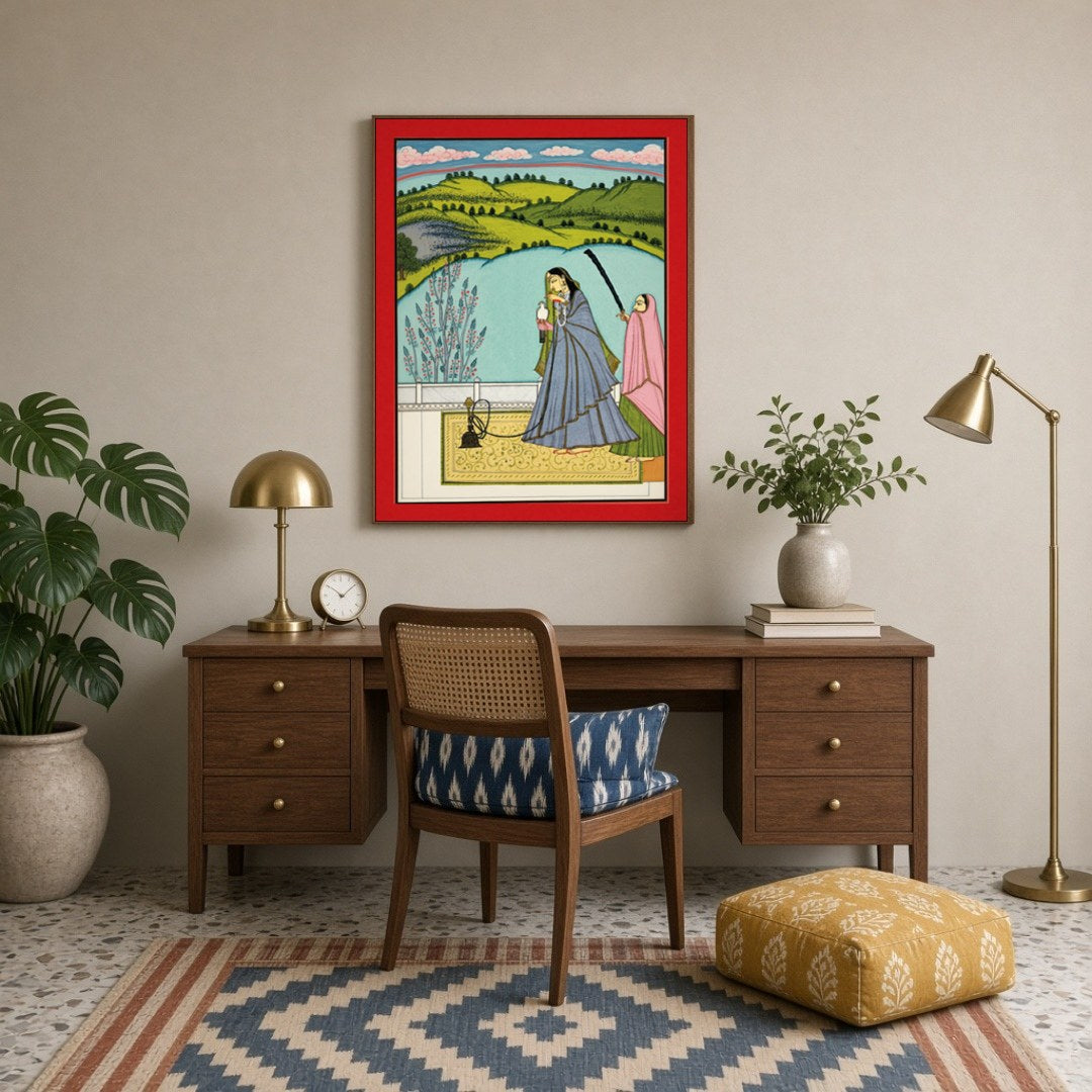 Experience the elegance of Mughal-era sophistication with this detailed artwork, depicting a for Study