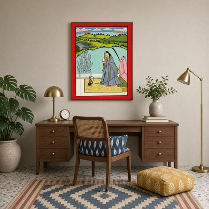 Experience the elegance of Mughal-era sophistication with this detailed artwork, depicting a for Study