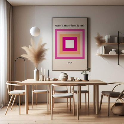This minimalist and sophisticated art print features a classic nested square composition, reminisce… for dining room