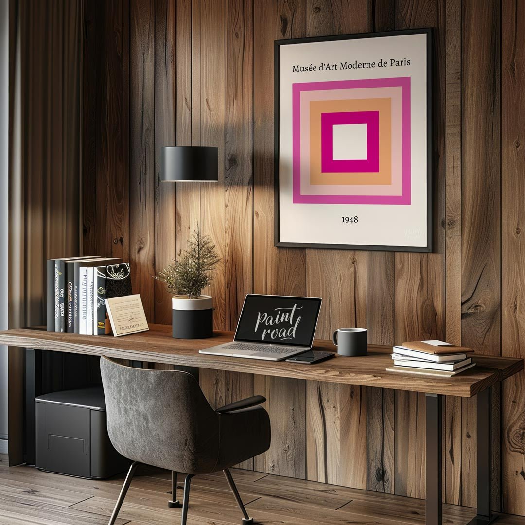This minimalist and sophisticated art print features a classic nested square composition, reminisce… for office